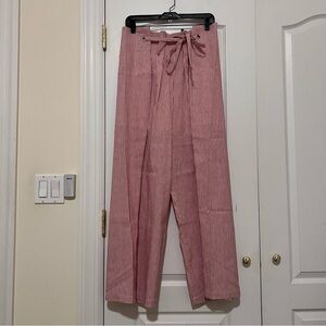 BCBG NWT Striped Origami Style Linen Mix Pants M